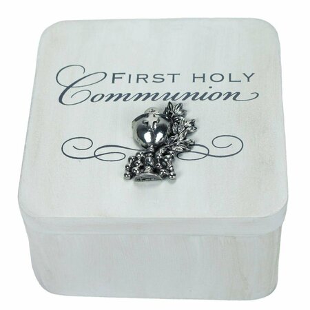 TISTHESEASON 4 x 4 x 2 in. First Holy Communion Keepsake Box - White TI3323826